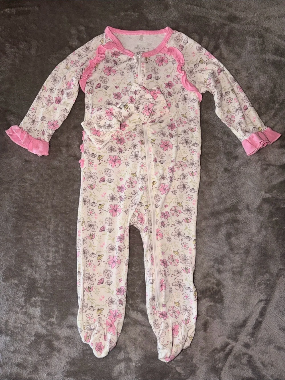 Milkberry floral footie 6/9M